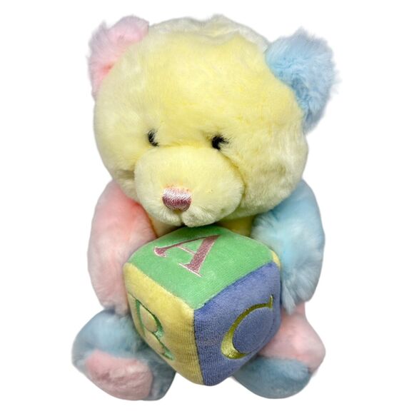 AURORA Baby Pastel Teddy Bear With Musical ABC Song Block Plush Stuffed Animal - Picture 4 of 8